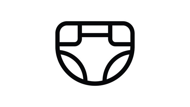 Simple baby diaper icon illustration rendered as a clean black line vector for professional graphic design