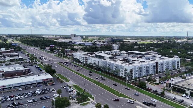Drone footage of Fowler Ave and the surrounding area in Tampa, Florida
