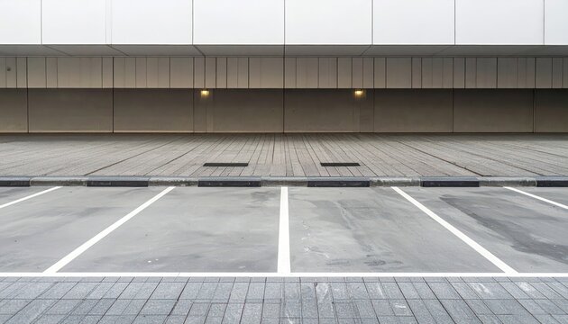 Modern Urban Parking Lot with Minimalist Architectural Elements