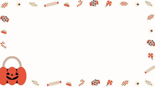 Cute Halloween Candy Frame Border Copy Space Text Overlay Video Background 4K