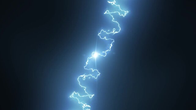 Powerful lightning strike animation with electric thunder flash, blue energy bolts, glowing spark burst, cartoon explosion fx, high voltage discharge, storm arcs and thunder effect 4k