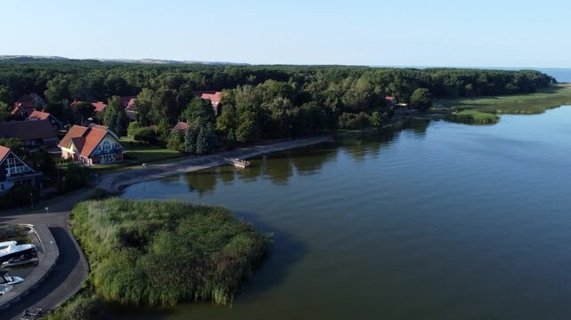 Aerial view of Coastal Village of Pervalka, Lithuania