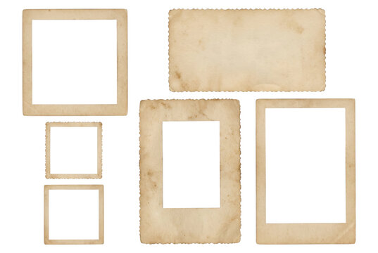 Collection of Vintage Aged Photo Frames and Paper