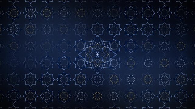 Sapphire Blue Islamic Star Grid Pattern Seamless Loop 4K Background