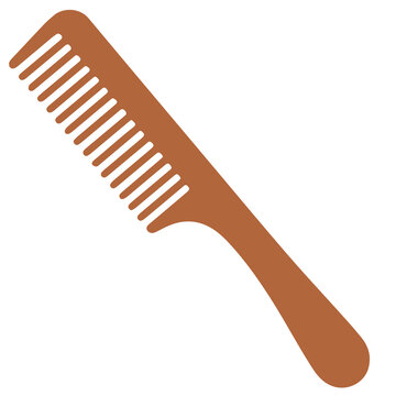 Wooden handle tail comb hair styling barber salon brush vector illustration