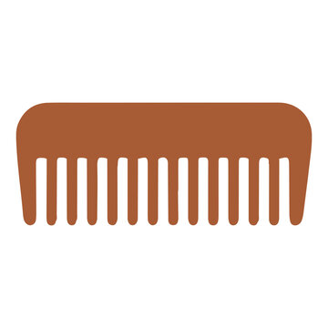 Wooden wide tooth hair comb barber salon beauty care tool vector illustration