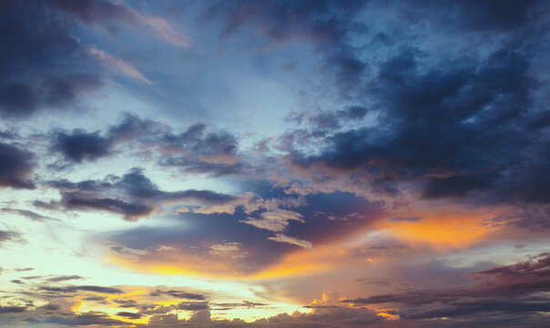 Crisp sky bathed in warm golden glow