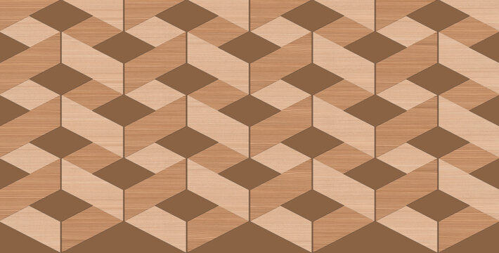 Modern geometric brick wall background with 3D rhombus endless pattern tiles