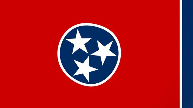 Tennessee State Flag Loop with Glowing Light Effect and Vibrant Colors.