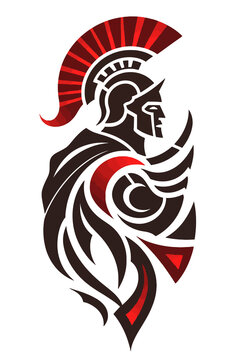 Spartan Warrior Profile &mdash; Tribal Tattoo Style Vector