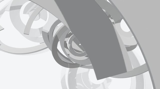 White abstract background 3D geometric circle motion graphics loop