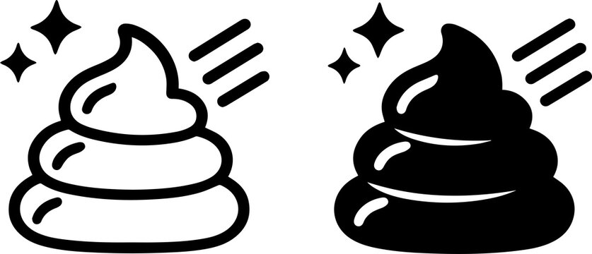 Poop Emoji Icon Set with Sparkles and Motion Lines   Funny Toilet Humor Vector Symbols