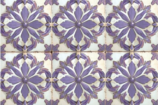 A Moroccan zellige tile pattern of interlocking, geometric cross and star shapes in alternating shades of soft lavender and pure white.