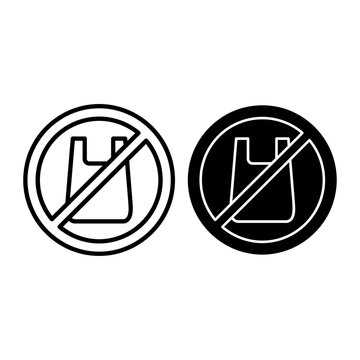 No plastic bag forbidden sign icon in outline and solid styles with no plastic
