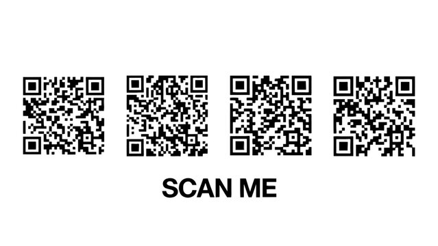 Four quick response codes and accompanying text are displayed on a white background qrcode quickresponsecode matrixbarcode 2dbarcode barcodes scanme