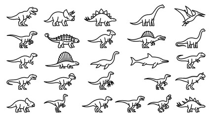 Collection of Dinosaur Icons on Transparent Background © permana