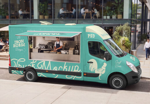 Food Truck Van PSD Mockup