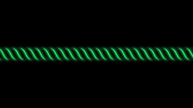 Abstract emerald green twisted rope pattern rotating on a black background
