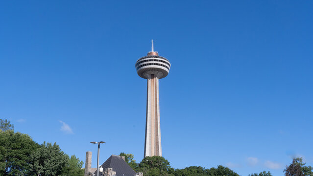 Niagara Falls, Ontario, Canada - September 18, 2026: Skylon Tower against a clear blue sky