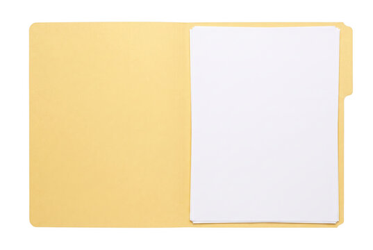 Open Manila File Folder with Blank White Paper
