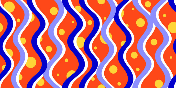 Colorful Wavy Tile Pattern with Dots
