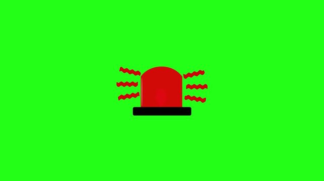 Flashing red alarm beacon siren icon animation on a green screen. Perfect for emergency alerts, warning signals, and safety topics.