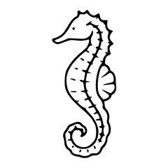 simple seahorse outline vector illustration © Zen20