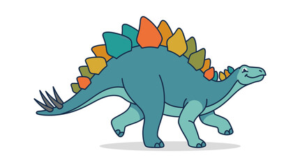 Cartoon Stegosaurus Dinosaur Isolated on Transparent Background © Panu