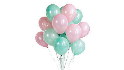 Bunch of colorful pastel balloons isolated on transparent background © Archie