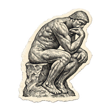 PNG Classic sculpture thinker illustration