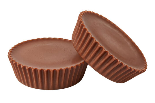 Pair of Delicious Milk Chocolate Peanut Butter Candy Cups with Ridged Edges