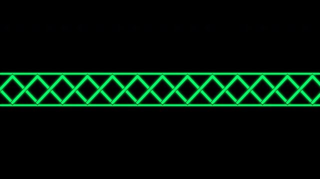 Animated glowing green emerald Celtic knot border pattern moving on a black background