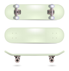 Glow in the dark skateboard for tricks and fun on transparent background © Mahmuda