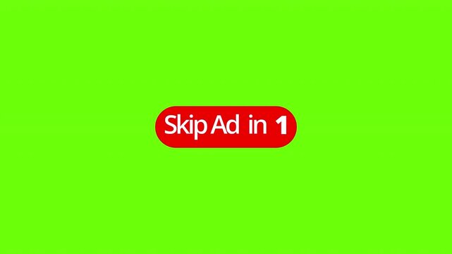 Skip button with loop arrow icon sign animation on transparent background, Interactive skip ad button animation with Alpha channel in 4K VIDEO.