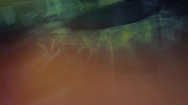 Dark geometric abstract motion footage featuring shifting translucent crystal shards with soft atmospheric lighting and subtle shifting deep green tones
