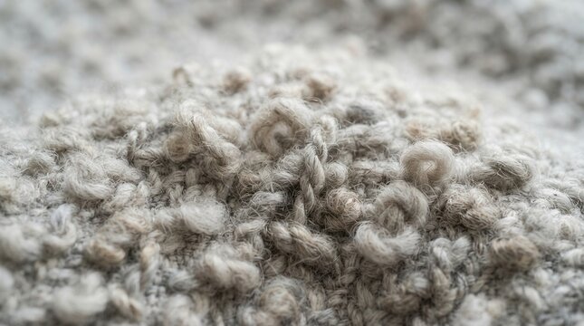 Close-up Macro View of Dust Mites and Lint on a Carpet Surface.