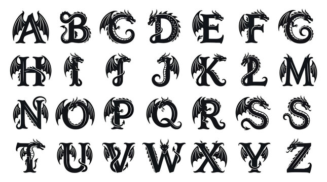 Dragon Alphabet Letters Isolated