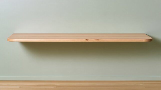 Wood table surface with a satin finish and smooth edge, isolated against a muted sage green background for a product display mockup