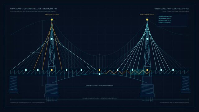 Digital bridge visualization showing data points and network connections, abstract technology concept