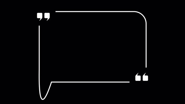 Minimalist White Line Animation Drawing a Quote Box and Message Box Template. Alpha Channel. 4K Video