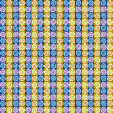 Pattern with spiral swirls geometric abstract background with repeating colorful circles and squares for textile design and digital wallpaper