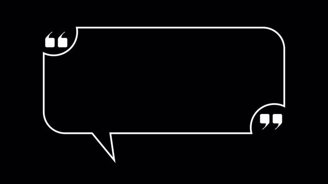 Animated Minimalist White Line Speech Bubble Quote Box and Message Box Template Alpha Channel. 4K Video