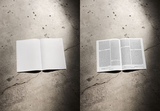 Mockup Of Open Book With Customizable Pages, Top View