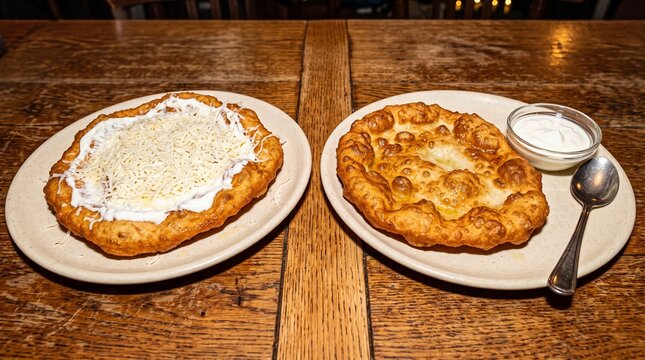 Shared Hungarian langos plate for casual dining
