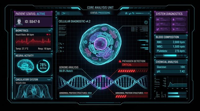 Futuristic medical HUD and biomedical interface collection
