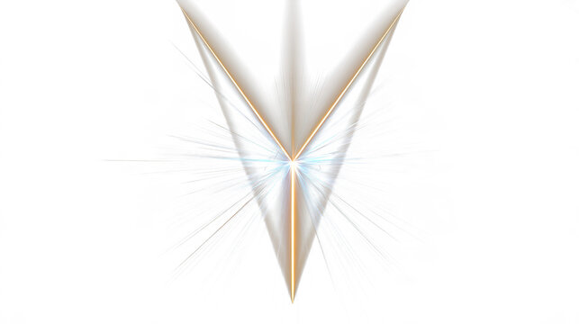 Elegant abstract geometric V-shape with gradient gold and translucent blue lines, sleek modern design for branding and digital art projects, isolated on transparent background