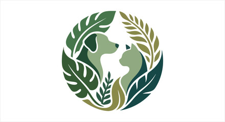 Fototapeta premium Elegant Pet Care Logo Featuring Dog and Cat Silhouette.