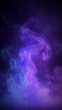 Purple and Blue Ghostly Smoke &mdash; Vertical 9:16 Spooky Background, 4K Loop