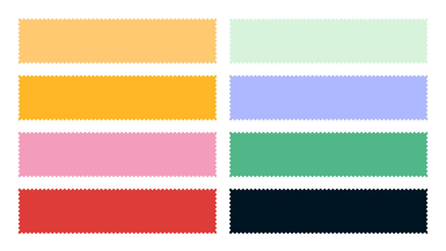 Set of colorful rectangular banners with zigzag edges colorful rectangles swatches template collection decorative presentation backdrop placeholder creative background isolated
