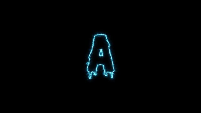 Animated Blue Neon Light Letter A Glowing Text Effect